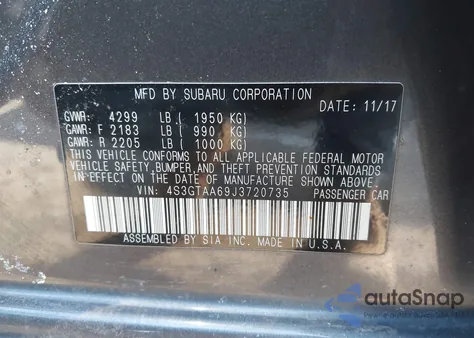 2018 Subaru Impreza 2.0I z USA, uszkodzony, nr VIN 4S3GTAA69J3720735